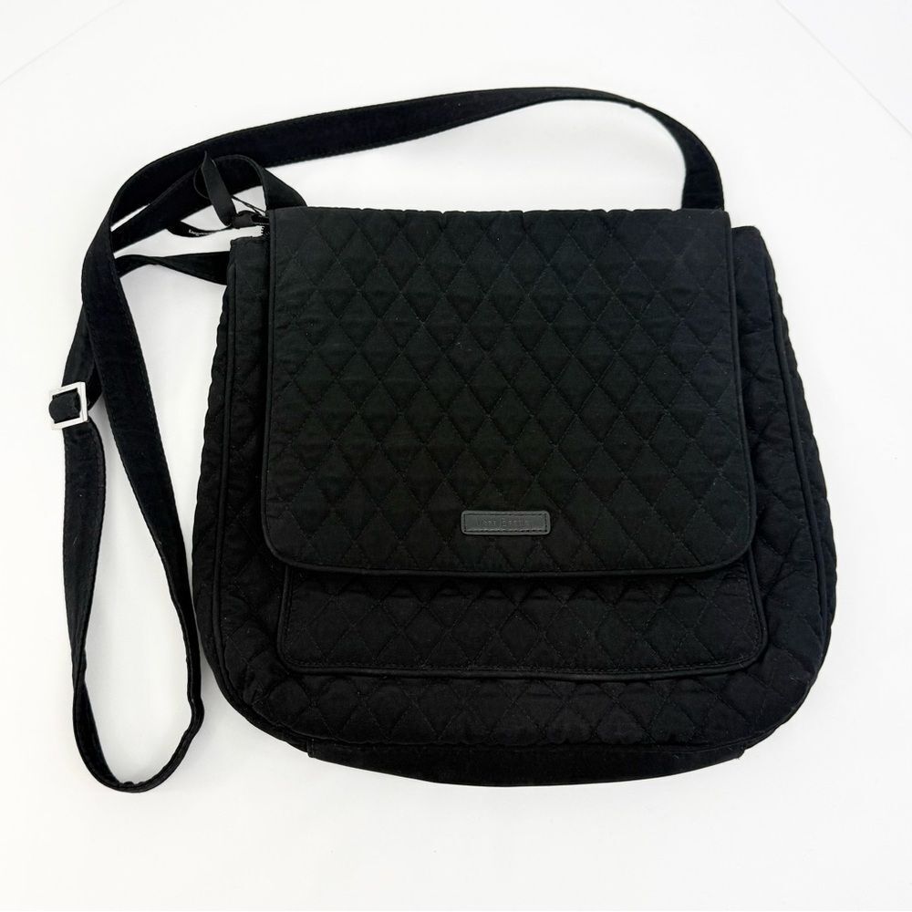 Vera Bradley Black Quilted Messenger Crossbody Bag